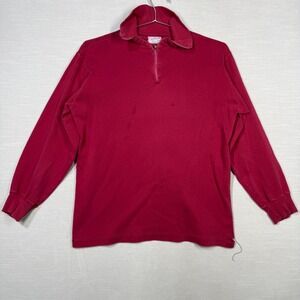 Vintage Turtleneck by Duofold 1/4 Zip Shirt Men M Red Mock Neck True Vtg REPAIR